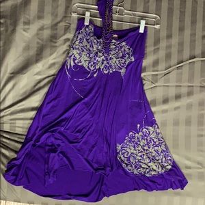 Free people asymmetrical embellished halter dress